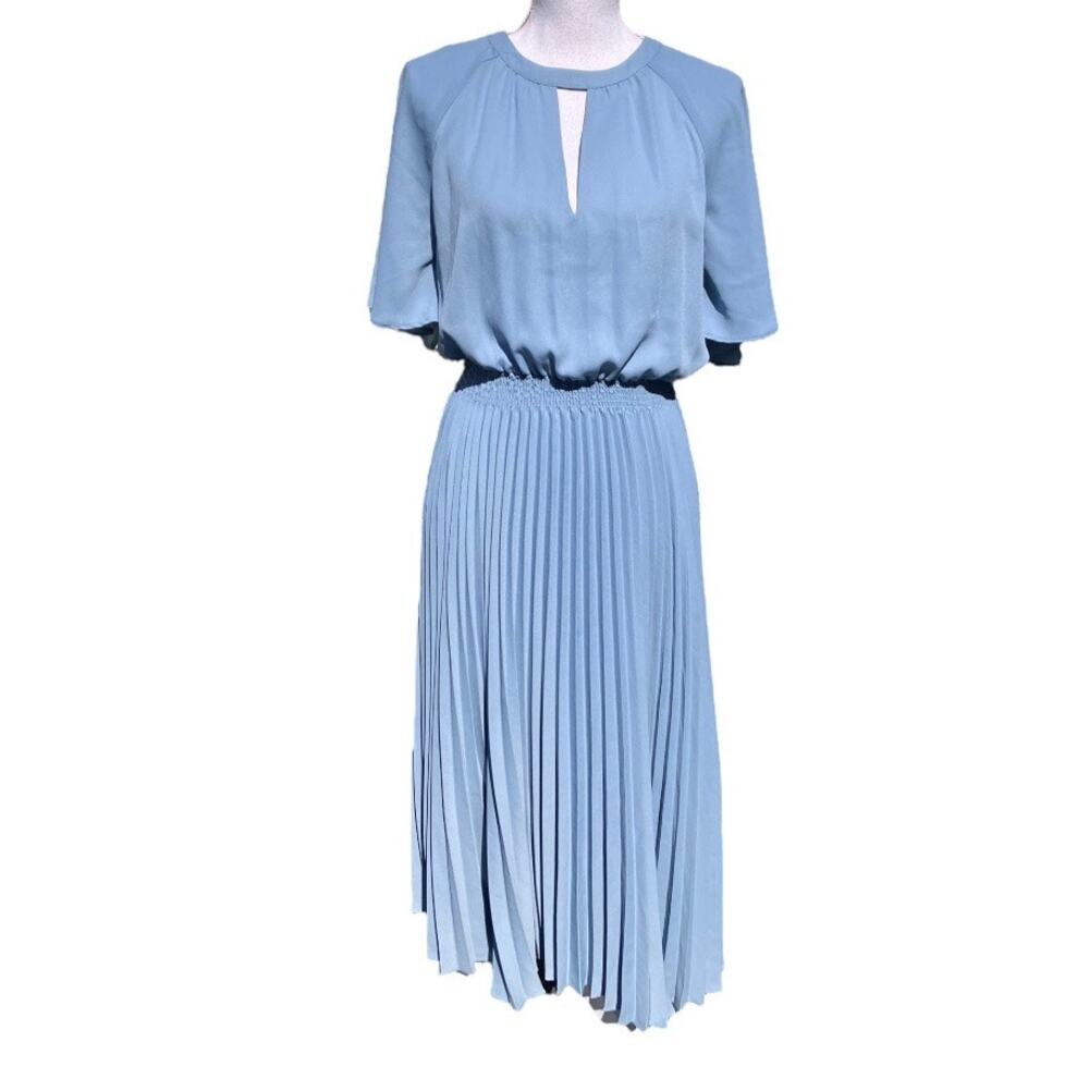 MNG Suit Dusty Blue Pleated Dress Small